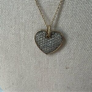 Silver 925 gold tone rhinestone crystal heart necklace layering lover cute shiny